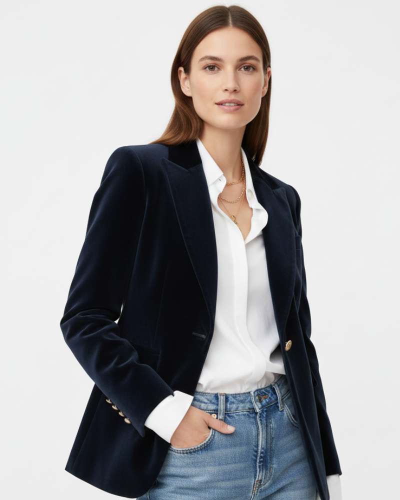 Women’s Single-Button Blazer with Peak Lapels