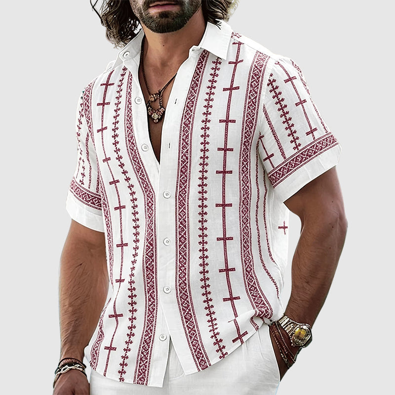 Men’s Geometric Pattern Short-Sleeve Shirt