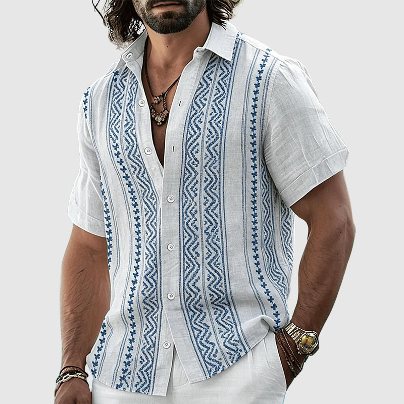 Men’s Geometric Pattern Short-Sleeve Shirt