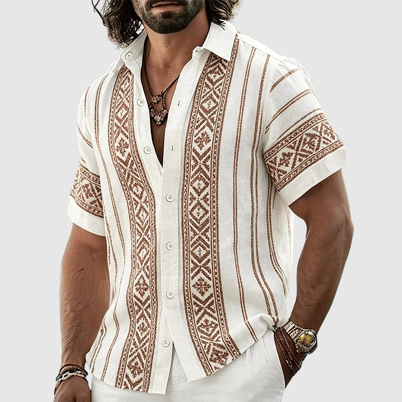 Men’s Geometric Pattern Short-Sleeve Shirt