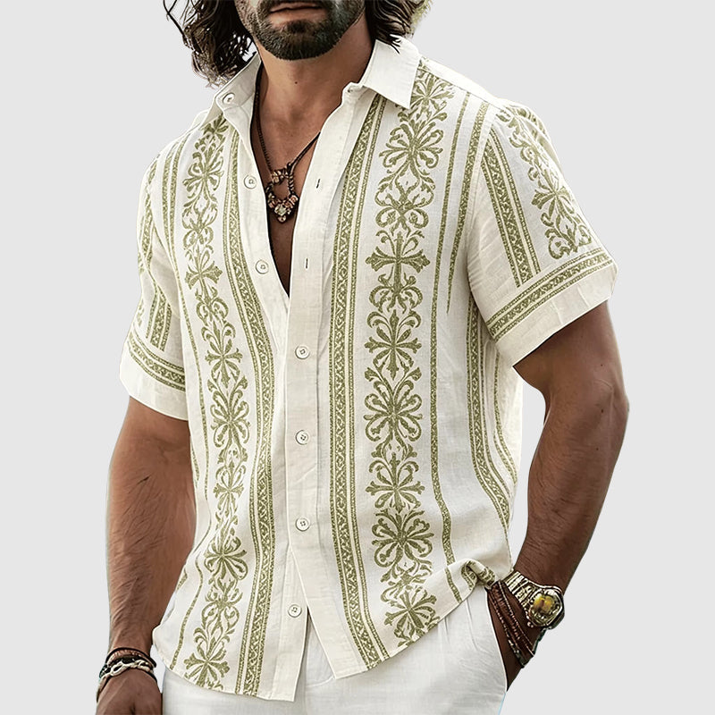 Men’s Geometric Pattern Short-Sleeve Shirt
