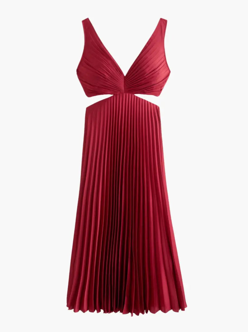 Women's Cutout Pleated Midi Dress