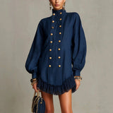 Women’s Double-Breasted Ruffle Mini Dress