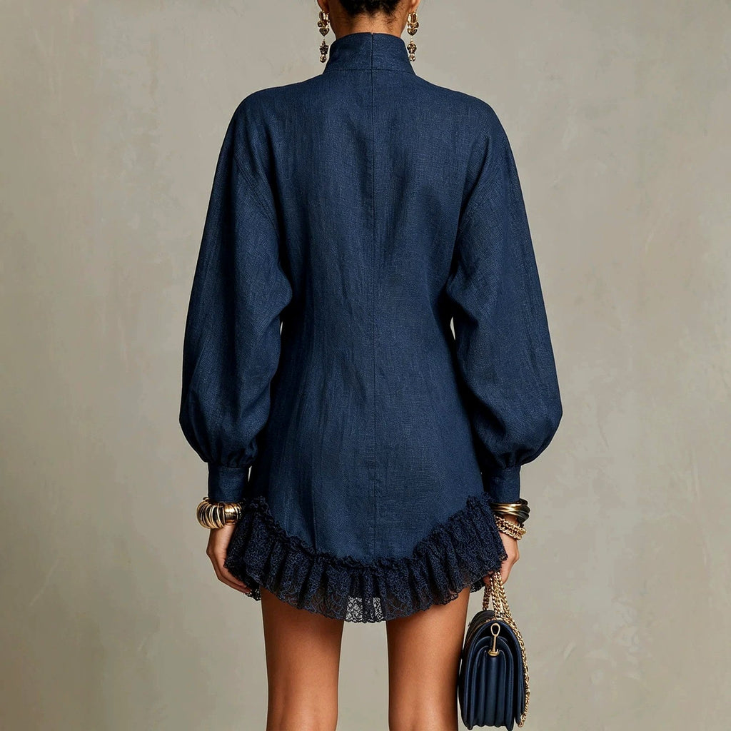 Women’s Double-Breasted Ruffle Mini Dress