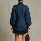 Women’s Double-Breasted Ruffle Mini Dress