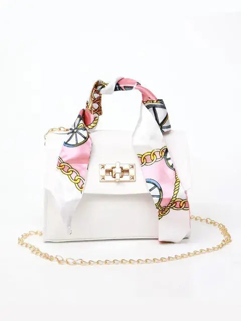 Women's Structured Handbag with Scarf Detail