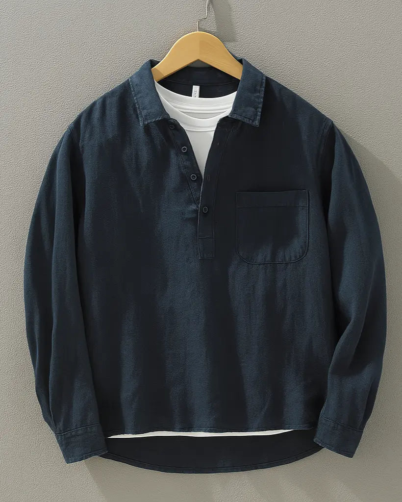 Men's Long Sleeve Pullover Polo Shirt