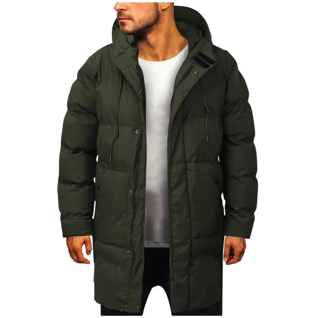 Men’s Long Hooded Quilted Jacket