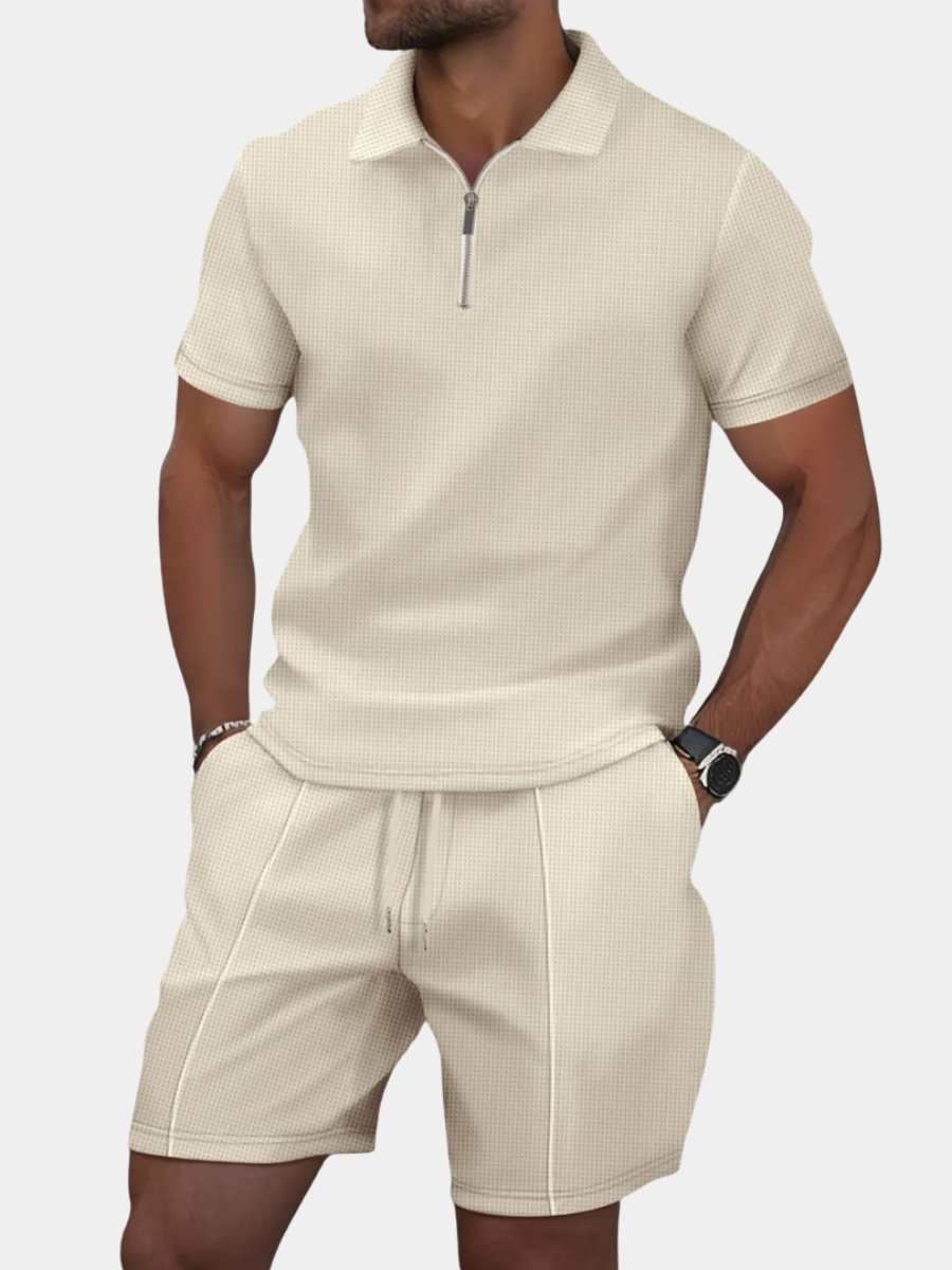Men's Textured Polo Set