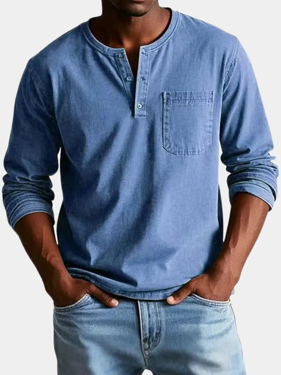 Men's Casual Henley Pocket Shirt