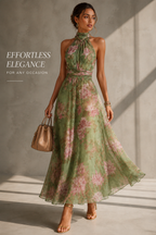 Women’s Floral Halter Maxi Dress