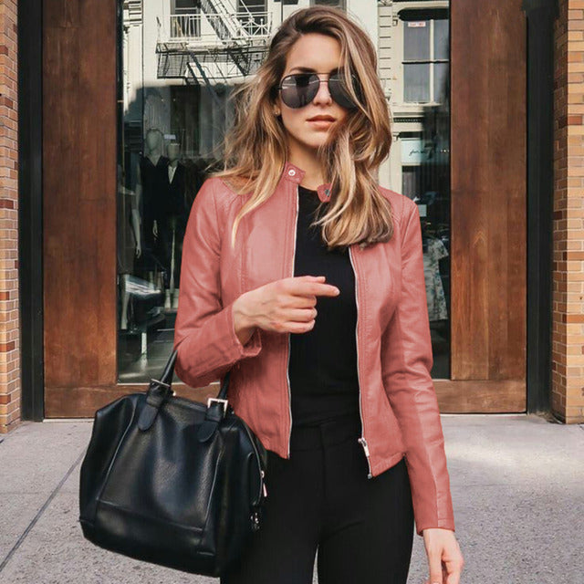 Women's Lightweight Faux Leather Jacket