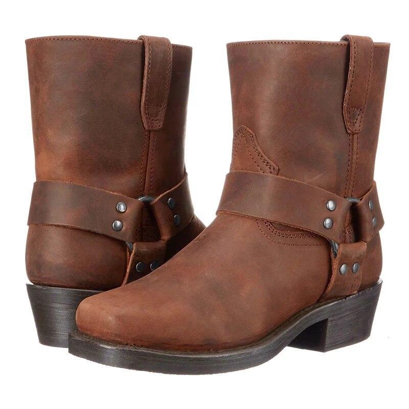 Men's Harness Ankle Boots With Rivet Detail