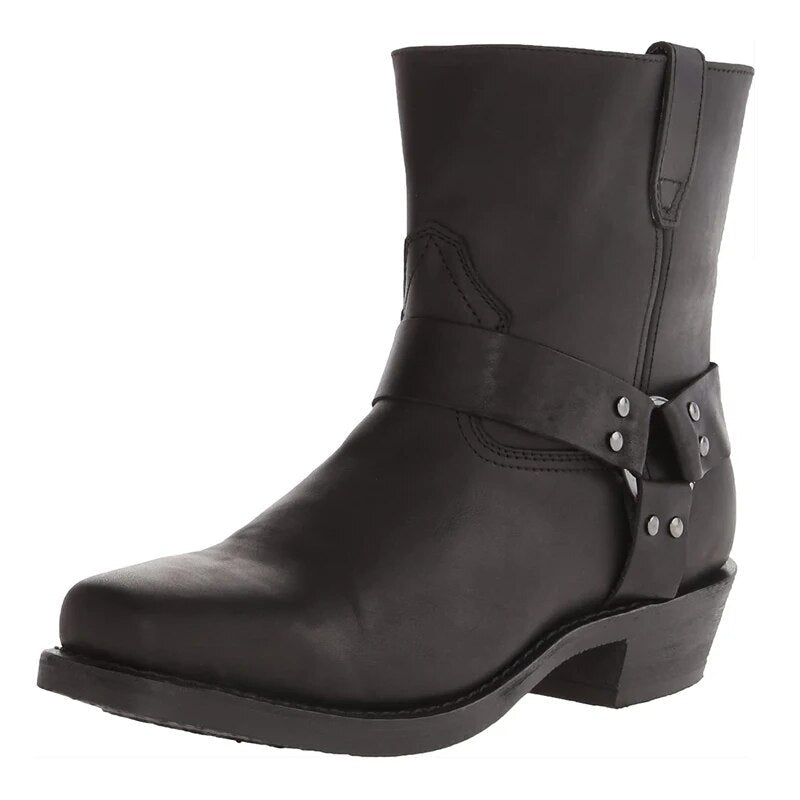 Men's Harness Ankle Boots With Rivet Detail