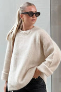Women's Relaxed Fit Knitted Crew Neck Sweater