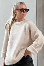 Women's Relaxed Fit Knitted Crew Neck Sweater