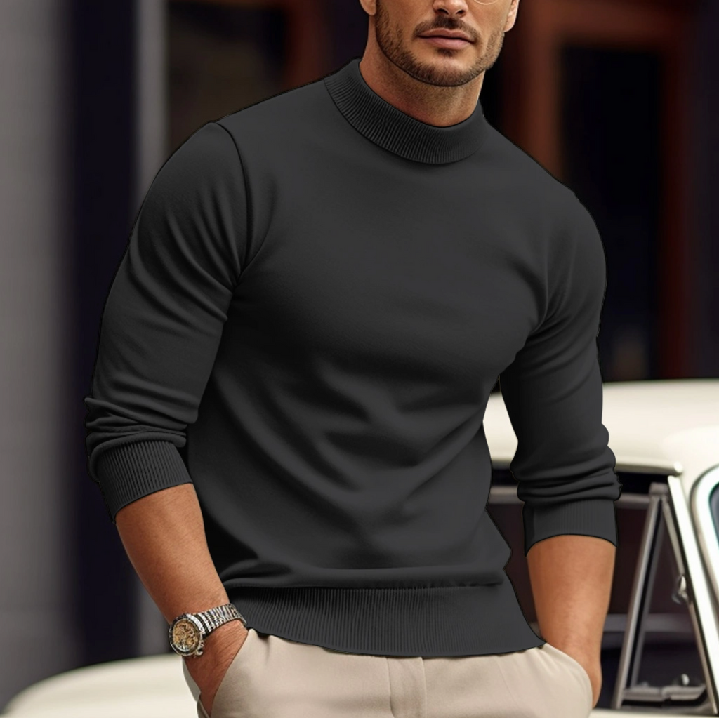 Men’s Mock-Neck Long-Sleeve Sweater