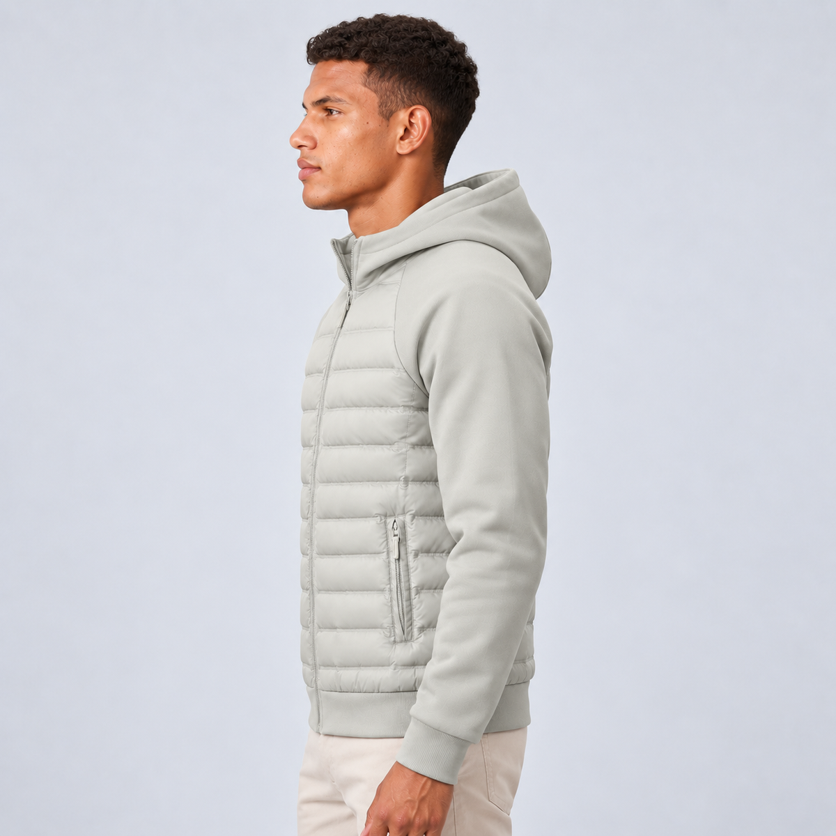 Men's Hooded Quilted Zip-Up Jacket