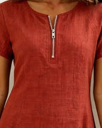 Women’s Casual Zip-Neck Shift Dress