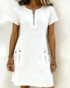 Women’s Casual Zip-Neck Shift Dress