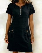Women’s Casual Zip-Neck Shift Dress
