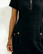 Women’s Casual Zip-Neck Shift Dress