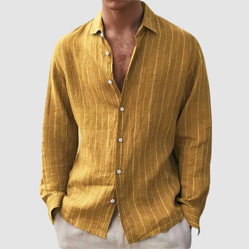 Men’s Relaxed-Fit Striped Button-Up Shirt