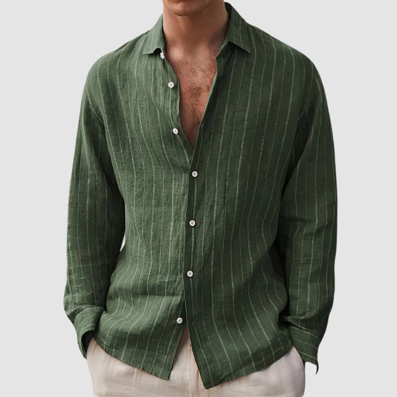 Men’s Relaxed-Fit Striped Button-Up Shirt
