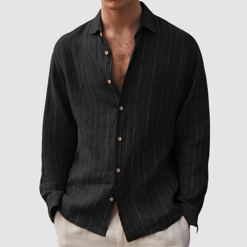 Men’s Relaxed-Fit Striped Button-Up Shirt