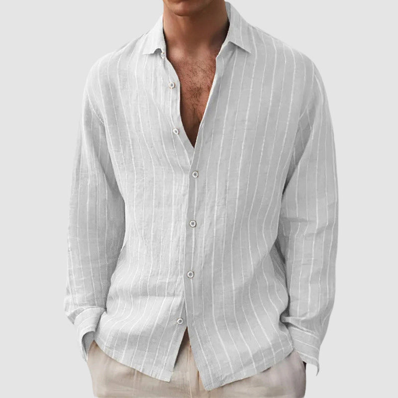 Men’s Relaxed-Fit Striped Button-Up Shirt