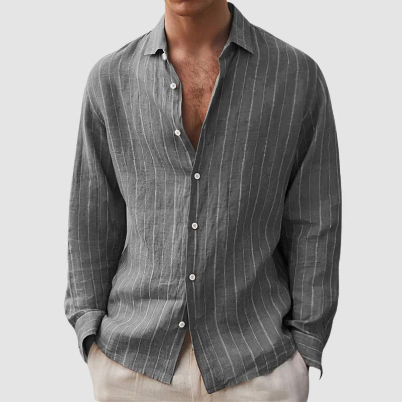Men’s Relaxed-Fit Striped Button-Up Shirt