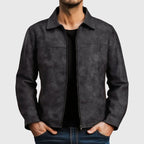 Men’s Distressed Leather-Look Zip-Up Jacket