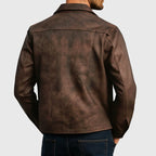Men’s Distressed Leather-Look Zip-Up Jacket