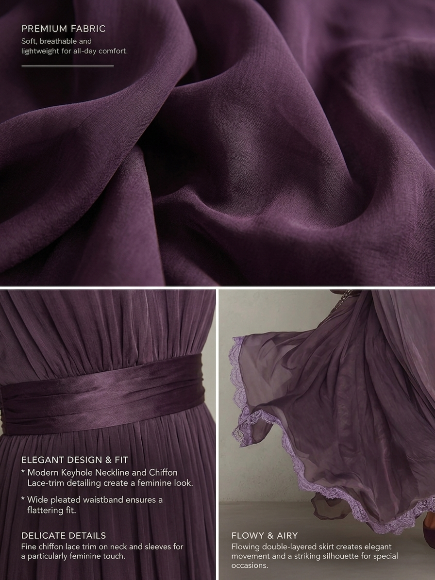 Women’s Elegant Pleated Maxi Dress