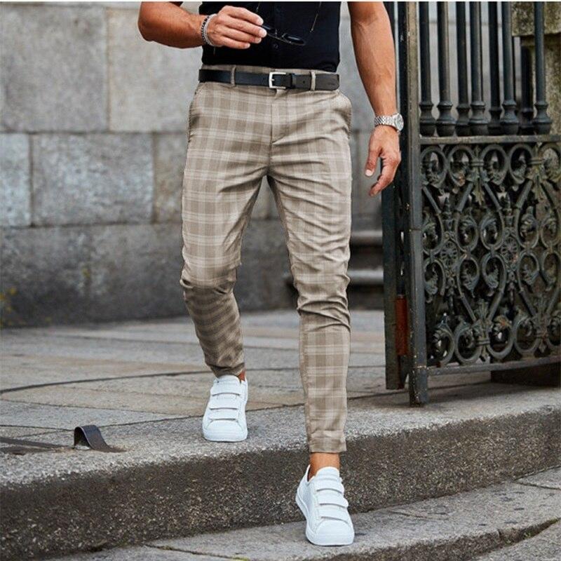 Men’s Slim-Fit Plaid Dress Pants