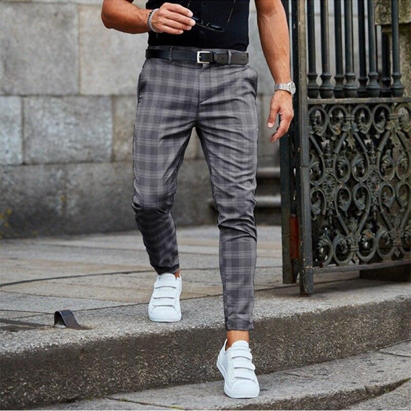 Men’s Slim-Fit Plaid Dress Pants
