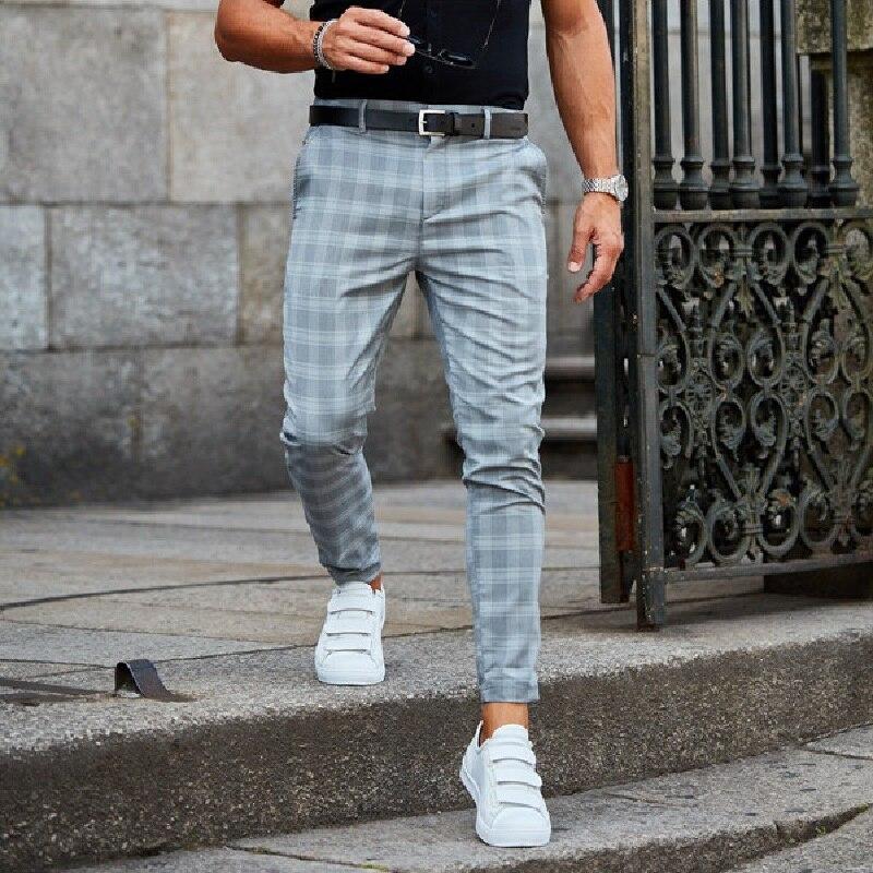 Men’s Slim-Fit Plaid Dress Pants
