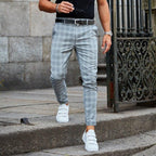 Men’s Slim-Fit Plaid Dress Pants