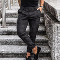 Men’s Slim-Fit Plaid Dress Pants