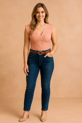 Women’s Sleeveless Lace V-Neck Top