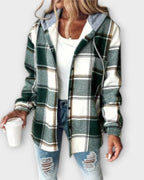 Women’s Hooded Plaid Shirt Jacket
