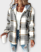 Women’s Hooded Plaid Shirt Jacket