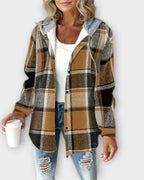 Women’s Hooded Plaid Shirt Jacket