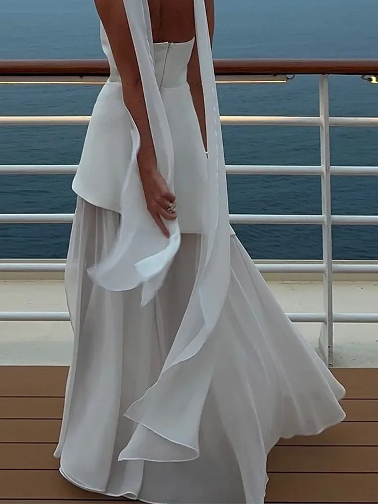 Women's Strapless Asymmetric Maxi Dress
