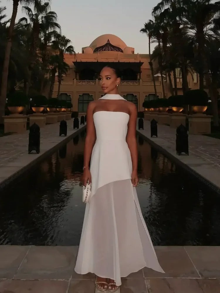 Women's Strapless Asymmetric Maxi Dress