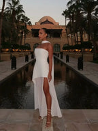 Women's Strapless Asymmetric Maxi Dress