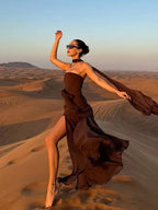 Women's Strapless Asymmetric Maxi Dress