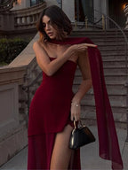 Women's Strapless Asymmetric Maxi Dress