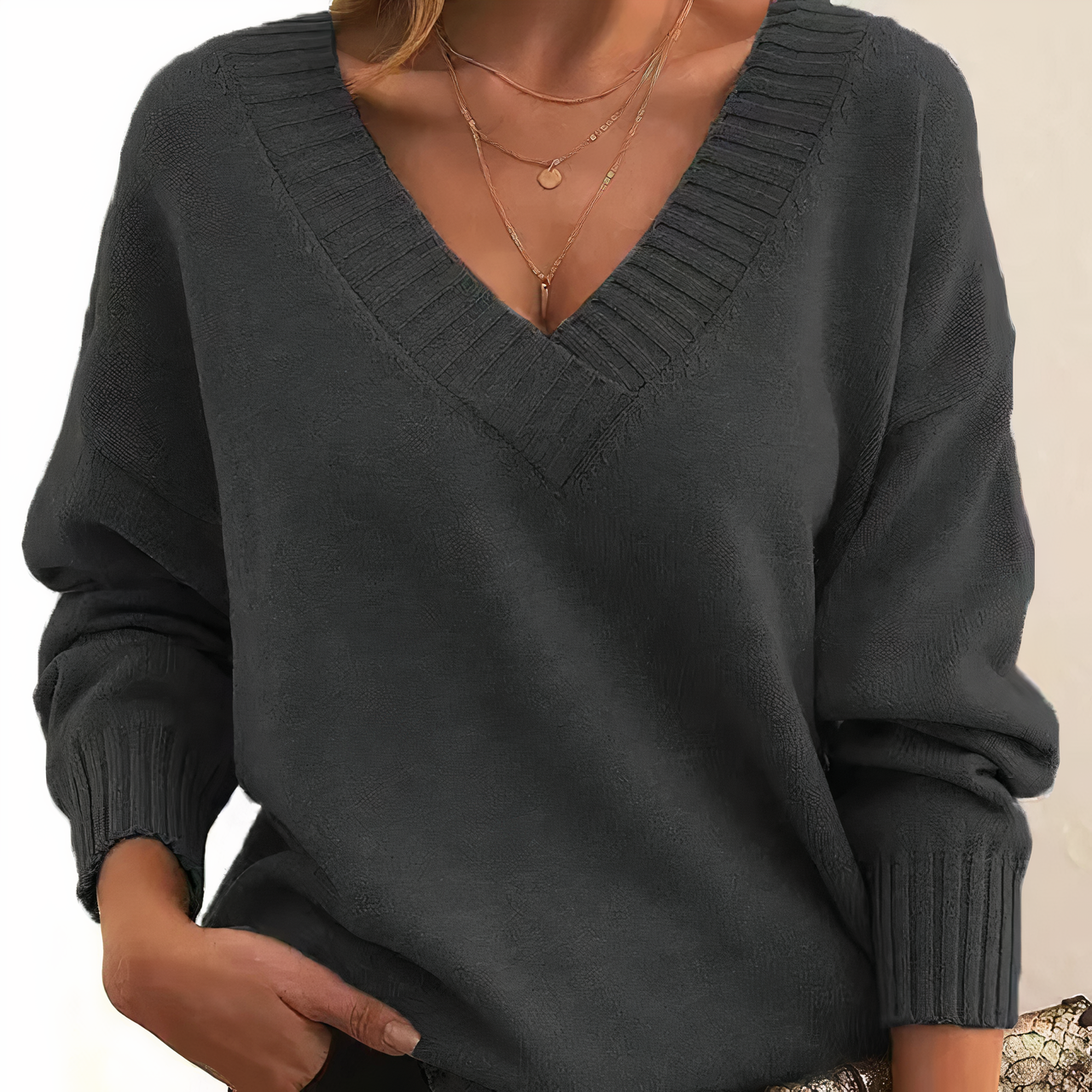 Women’s V-Neck Long-Sleeve Sweater
