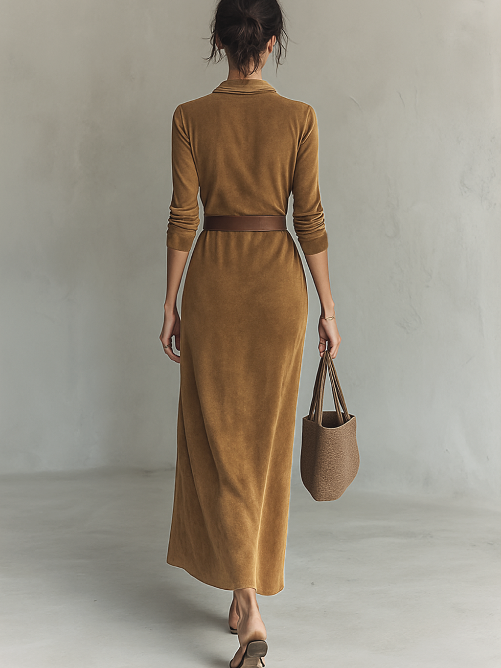 Women's Button-Front Maxi Shirt Dress